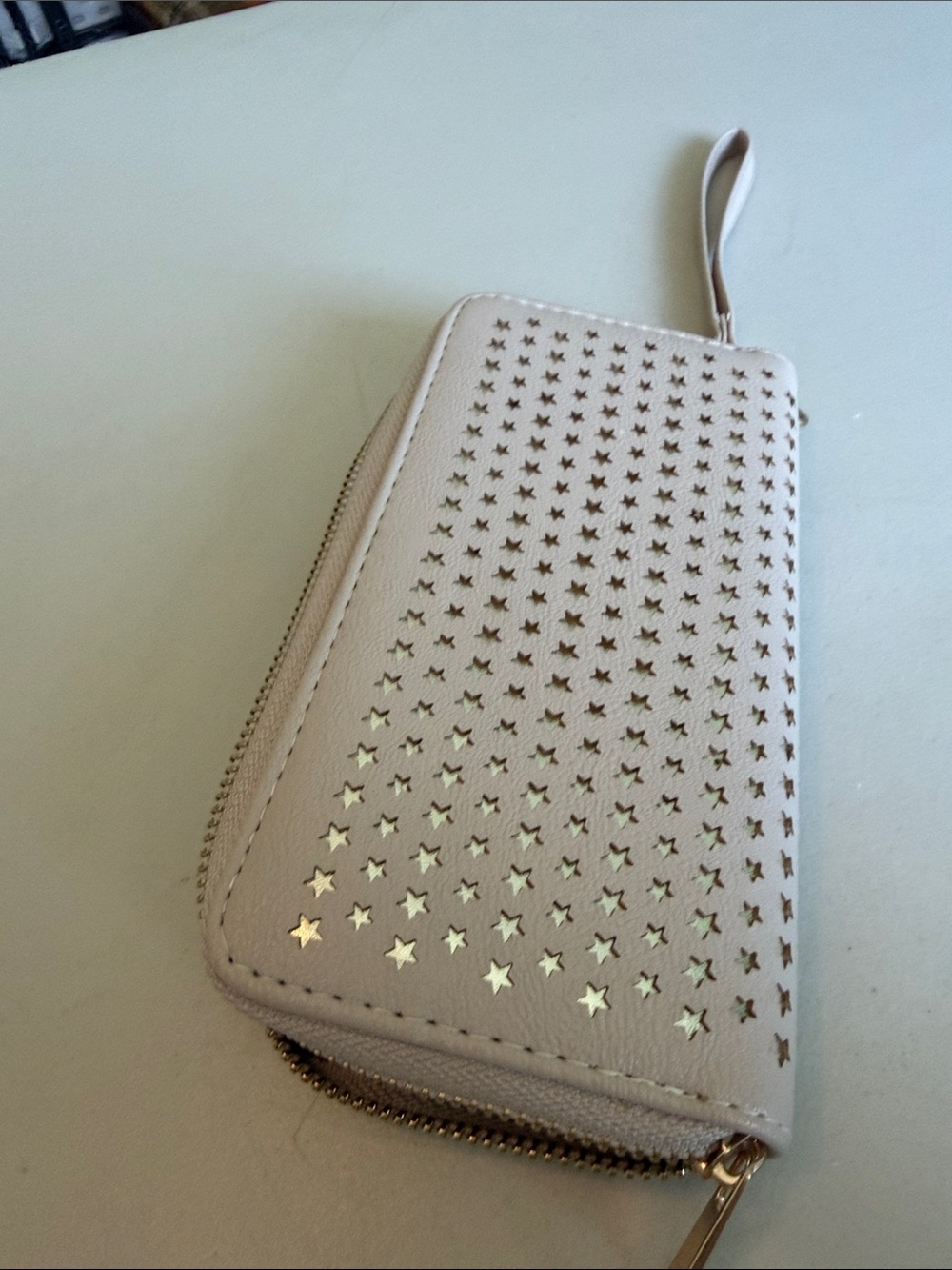 Star Cutout Wristlet Wallet in Light Beige